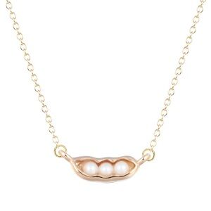 Three Gold Pea Pod Necklace